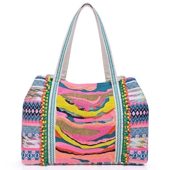 America & Beyond Daphne Beaded Tote Bag w/tassel - Picture 7 of 13